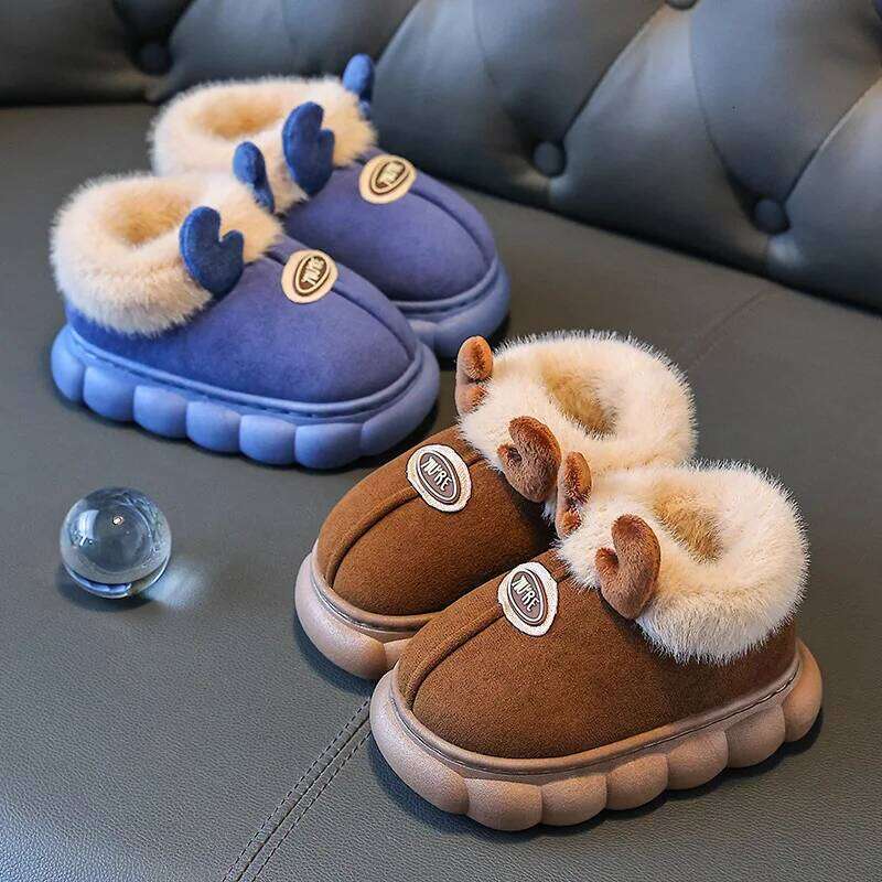Children Winter Fashion Cartoon Soft Soled Warm Non-slip Girls Home Outdoor Boys Thick-soled Wool Cotton Shoes Y260128