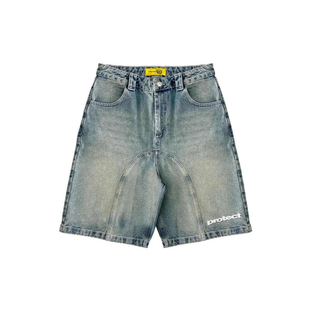 European and Cross-Border Retro Casual American Street Style Embroidered Trendy Loose Harajuku Washed Denim Five-Point Shorts Summer