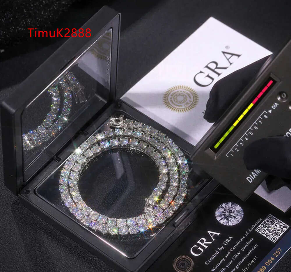 Bracelet necklace hip-hop tennis Chain Sterling Sier VVS Moissanite Diamond Cluster Iced Out Cuban Chain for Men Women