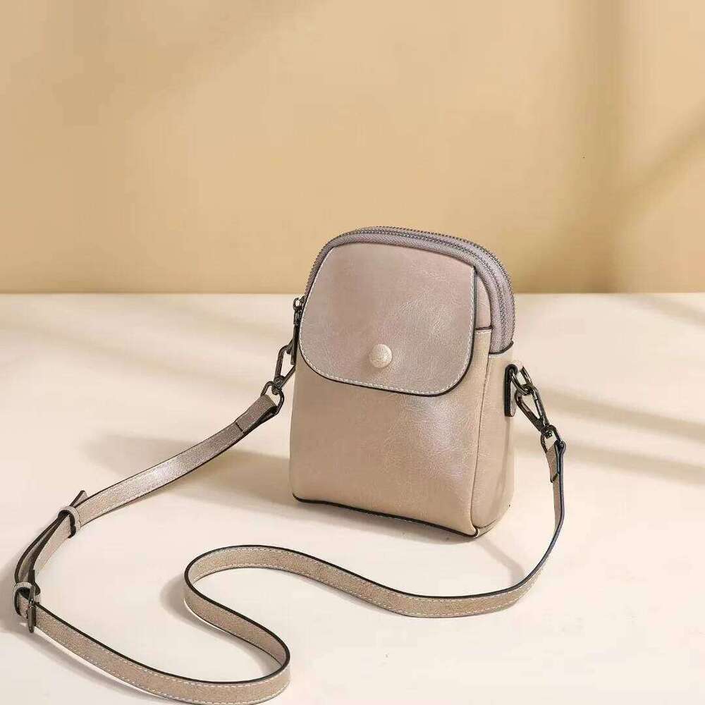 Ladies real leather high-end shoulder bag retro square flip phone storage diagonal cross commuting small backpack XJ260131