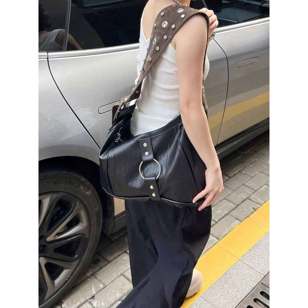 JIAERDI High Street Black Shoulder Purse Women Retro Pu Leather Soft Large Capacity Handbag Ladies Vintage Y2k Bags 2025 XJ260130