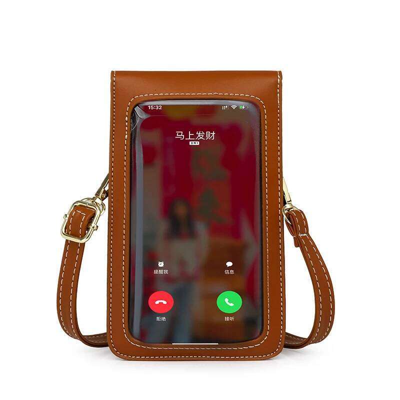 Touchscreen-enabled mobile phone carrying bag for women, single shoulder crossbody fashionable vertical style small bag, la