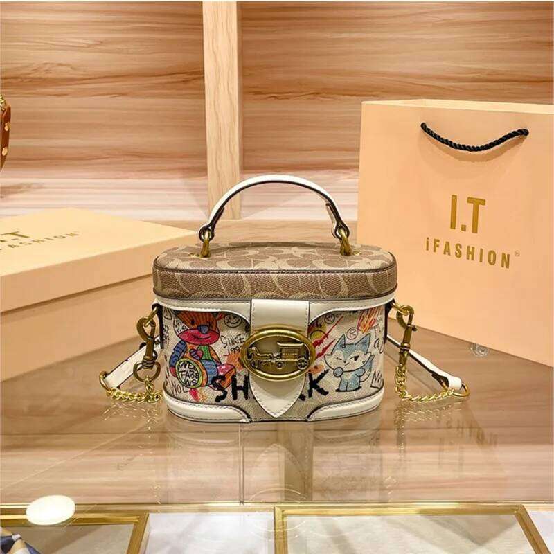 Ladies' handbag, high-end chain women's 2025 new retro carriage hand-held crossbody cylindrical bag, water bucket bag