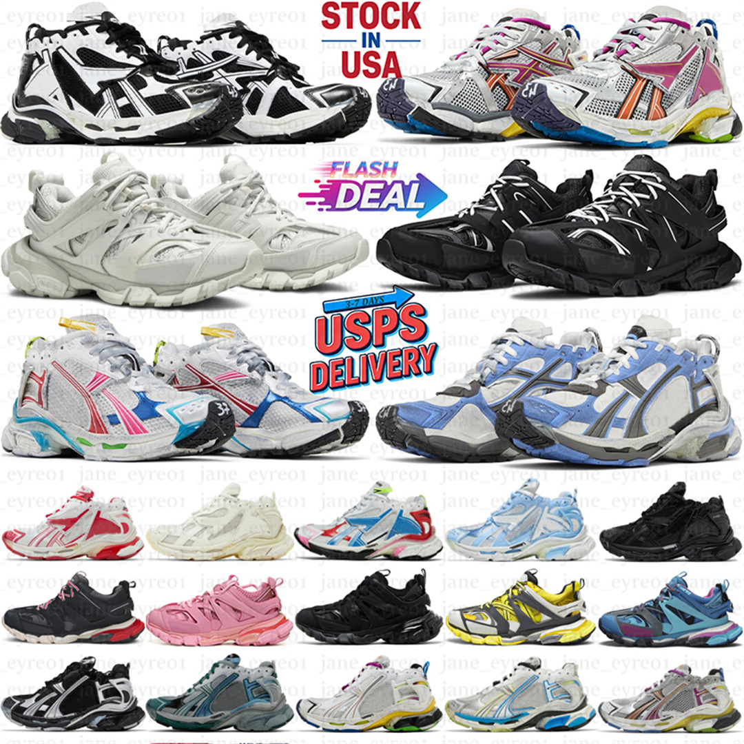 Designer Shoes Mens Runner 7.0 7.5 Track 3.0 Paris Women Sneakers Triple White Black Pink Grey Beige Sneakers Gomma Leather Nylon Printed Platform Trainers