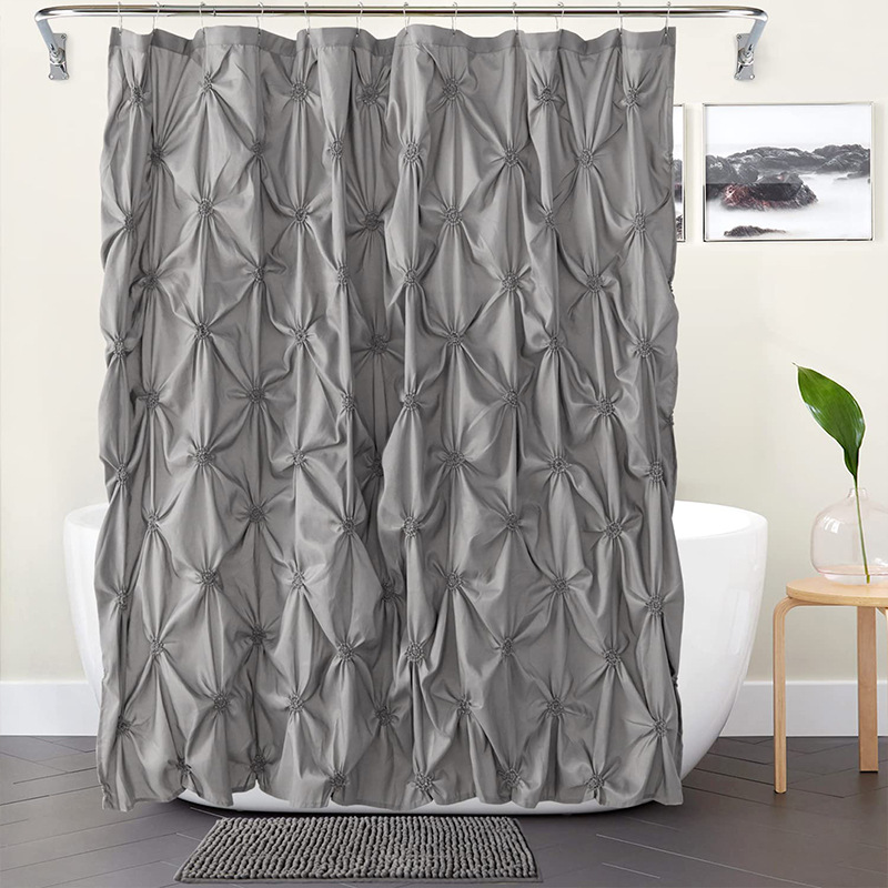 YL-38253 Digital Printed Double-Layer Large Ring Polyester Shower Curtain - Waterproof and Mildew-Proof, Floral Pattern Bathroom Curtain