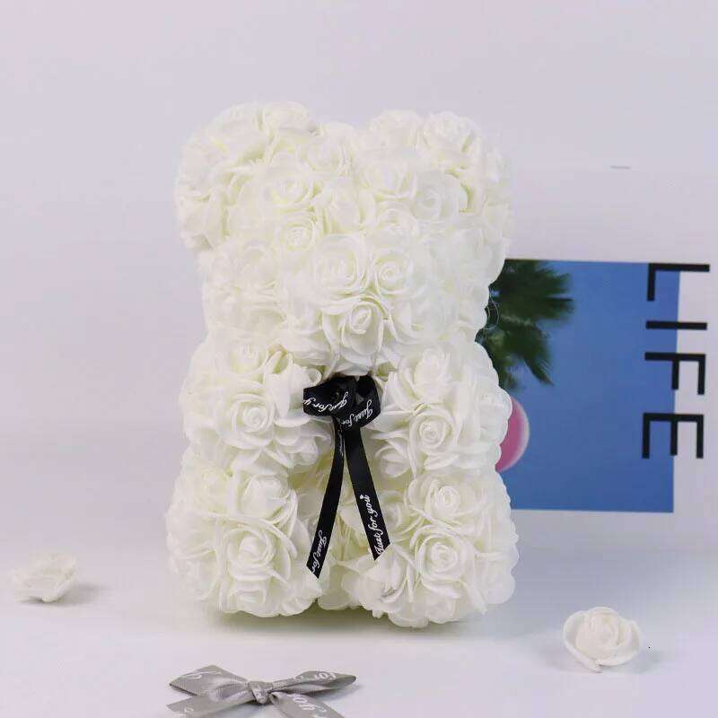 Immortal Rose Bear, Creative Simulation Flower, Mothers Day,Wedding, Valentine's Day Gift, New Year Gift for Girlfriend, 18cm Y260131