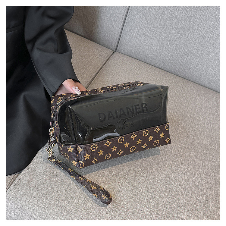 new PVC hand-held makeup bag with a high-end feel stylish and simple large-capacity toiletries bag waterproof storage bag