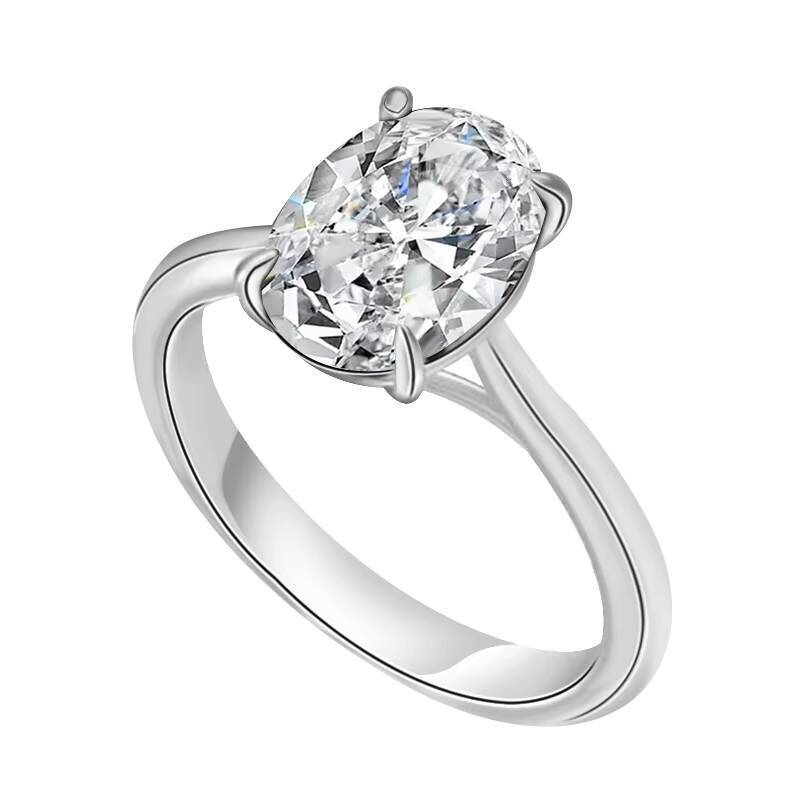 CVD HPHT Diamond Ring 14k Gold Stone Jewellery 1ct Oval DVVS Solitaire Ring Costume Jewelry Lab Diamond Ring