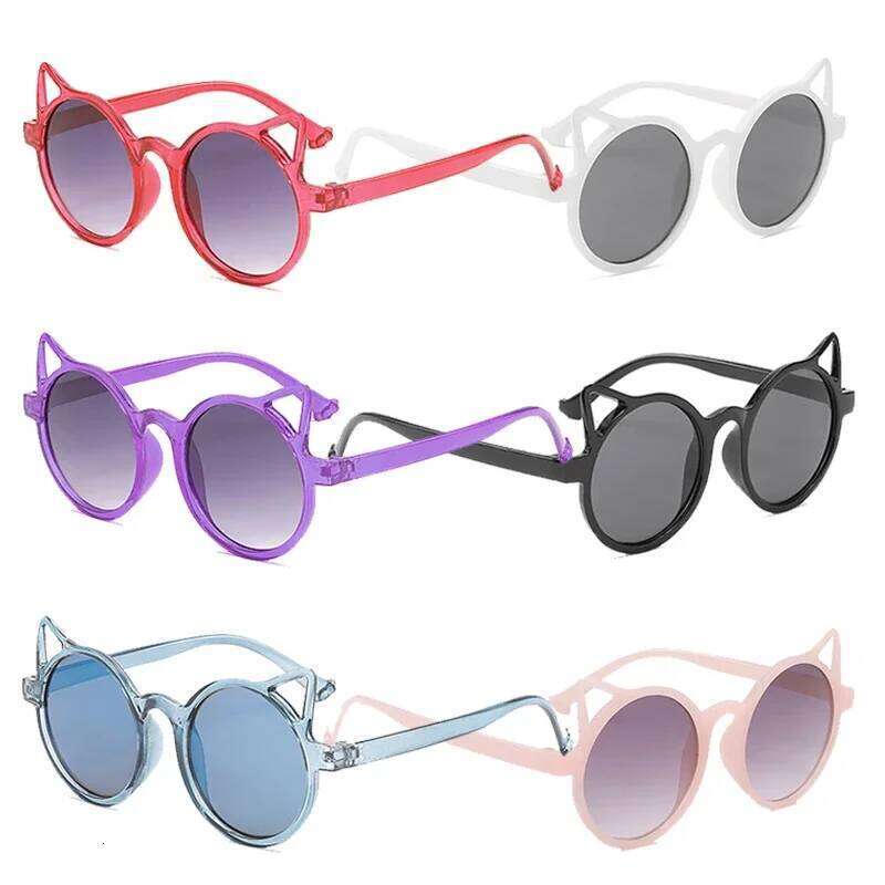 New Kids Sunglasses Cute Cat Ears Children Eyewear Girls Boys Baby Sun Glasses Outdoor Protection Vintage Muti-colors Eyeglasses H260130
