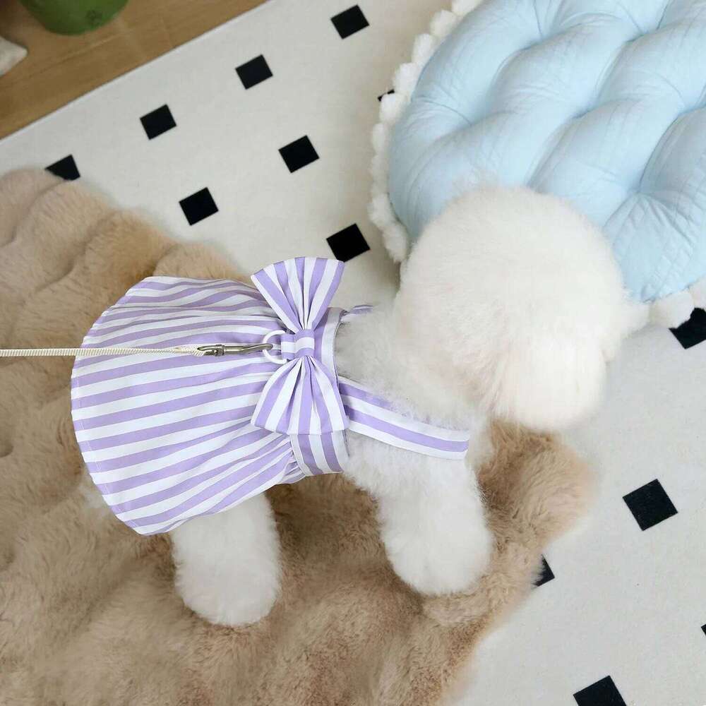 Spring Summer Cat Puppy Striped Princess Dress for Small Dog Skirt Pet Apparel H260129