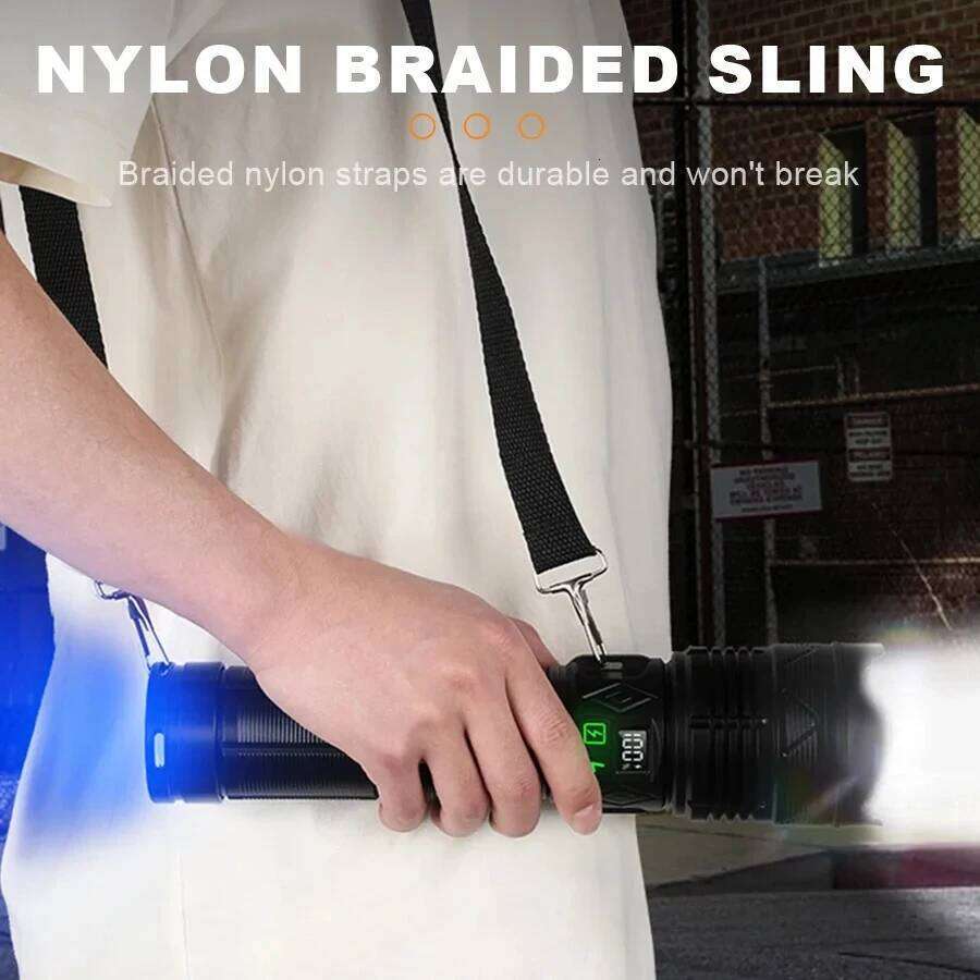 69000000LM 15000W Ultra Powerful Flashlight Telescopic Zoom Flash Lights Type-c Rechargeable LED Torch Outdoor Adventure Camping H260131