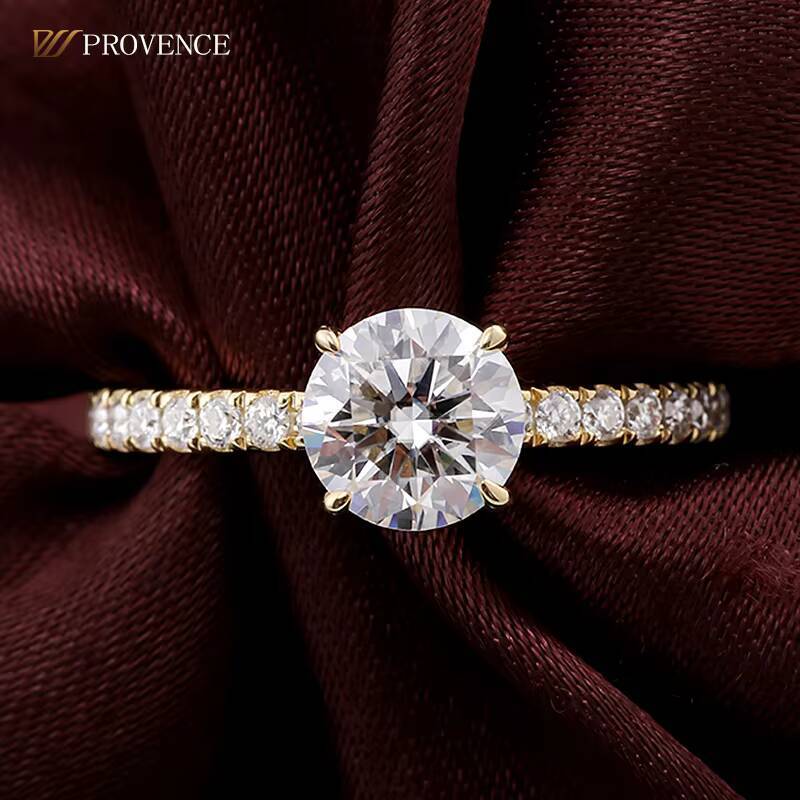 Minimalist Design Silver 925 Rings Gold Plate Round Moissanite Engagement Ring for Women Luxury Party Rings Jewelry