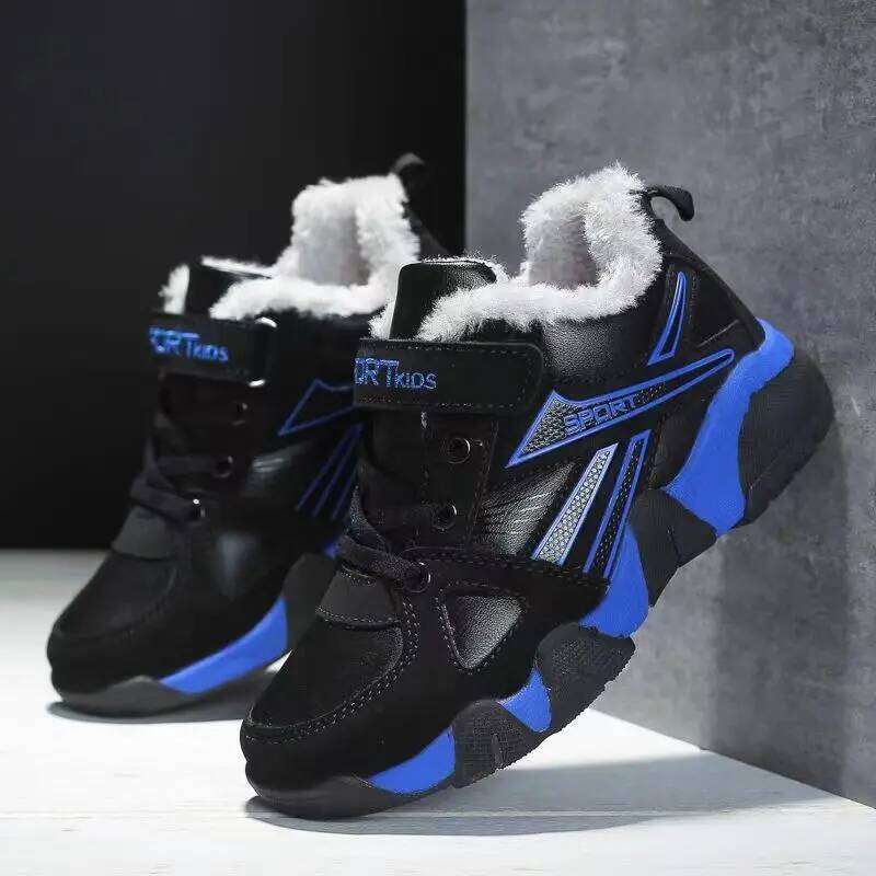 Kids Sneakers Winter Plush Warm Leather Casual Outdoor Sports Comfortable Tennis Shoes for Children Y260128