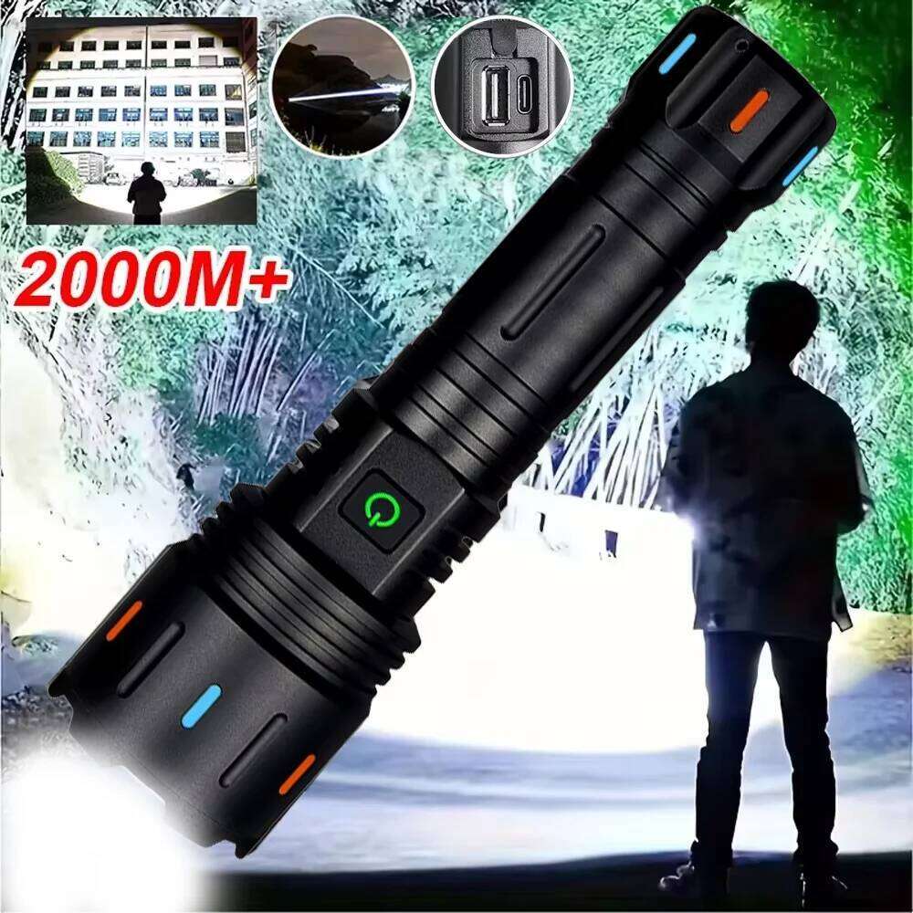 LEP Super Bright White Laser USB Rechargeable Tactical Torch Flashlight, Outdoor Camping Emergency Lantern Light H260131