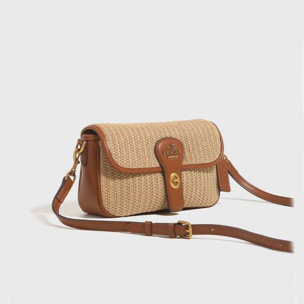 Straw woven women's 2025 new trendy fashion high-end sense weaving method stick retro single shoulder crossbody bag