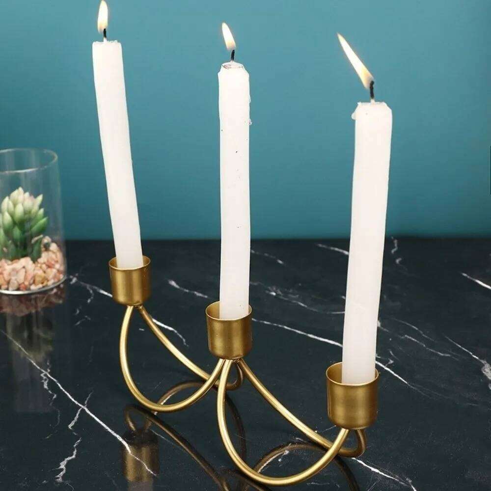 New Vintage Three Head Candlestick Minimalist Metal Stand Candle Holder Wedding Y260131