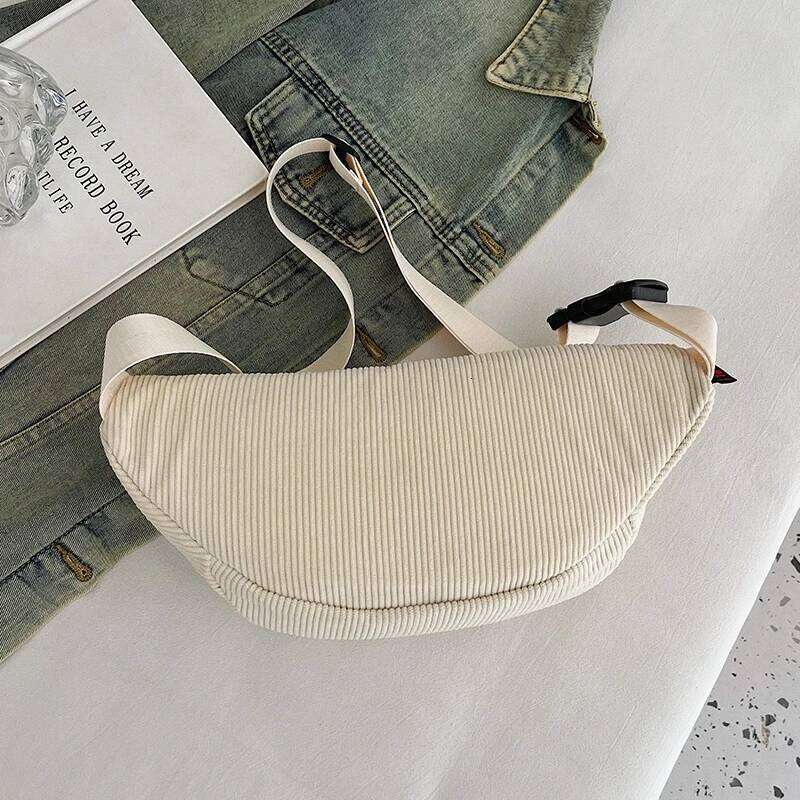 Trendy crossbody Japanese-style casual large-capacity simple chest waist solid color shoulder bag, dumpling bag