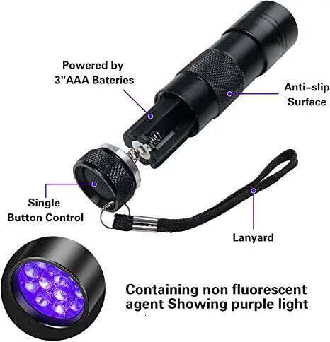 UV Black 395nm Handheld Ultraviolet Flashlight Portable Blacklight Detector Mini Torch Light for Pet Urine H260131