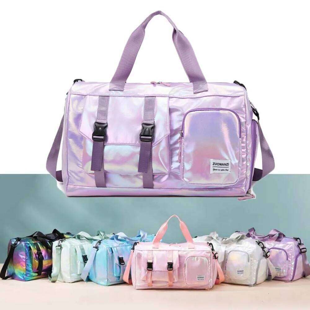 Holographic Glamour Duffel Bag - Spacious,Stylish Shoulder Tote with Shoe Compartment for Effortless Weekend Escapes Travel Bags