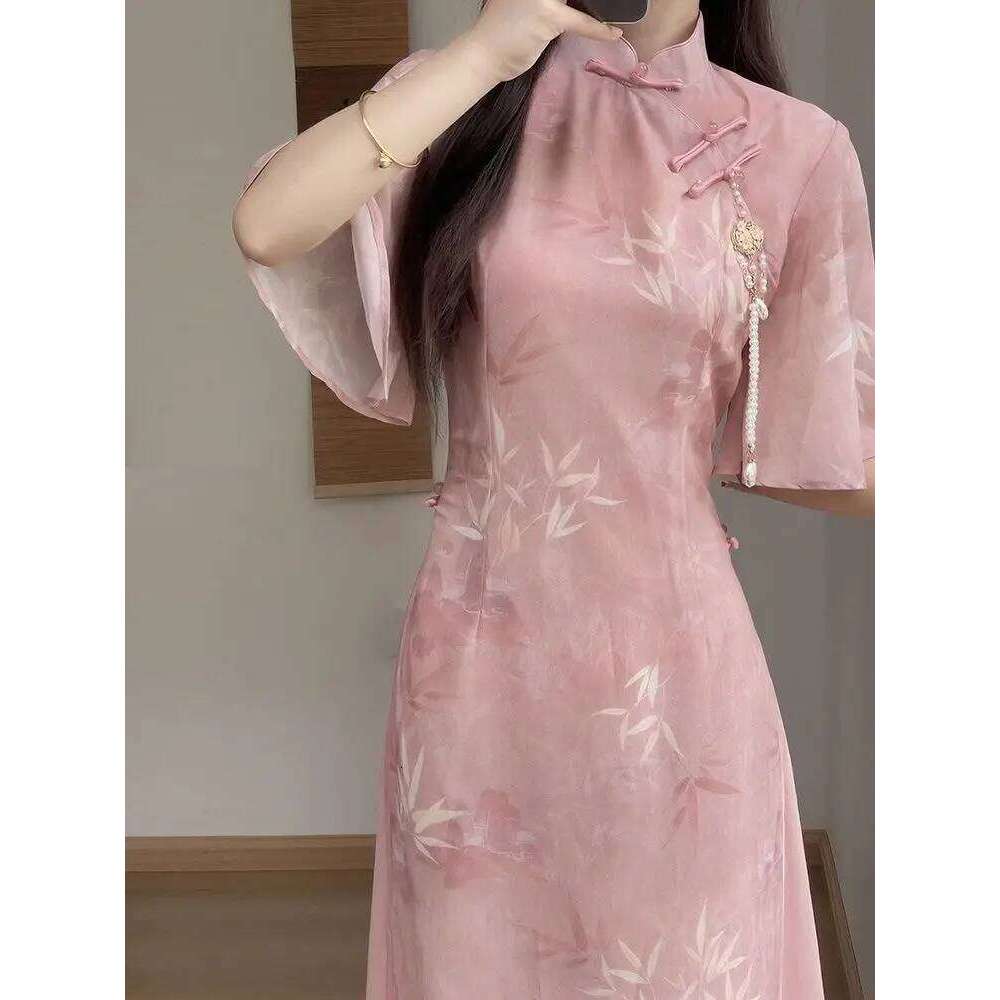 Chinese Pink New And Slim Summer Dress