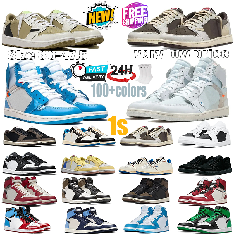 Design 1s Low Basketball shoes For Men Women Reverse Mocha 1s Medium Olive Basketball Shoes High Black Phantoly Unc Top man Trainers Sneakers size 36-47