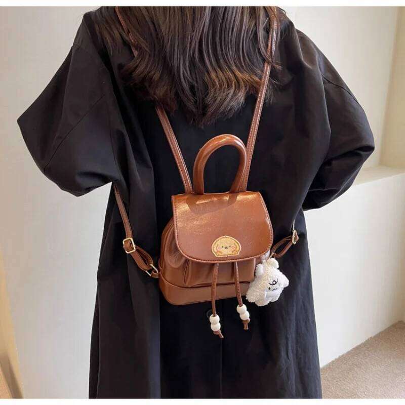 Women's Korean retro casual bucket mini small cute backpack, simple and versatile fashion backpa