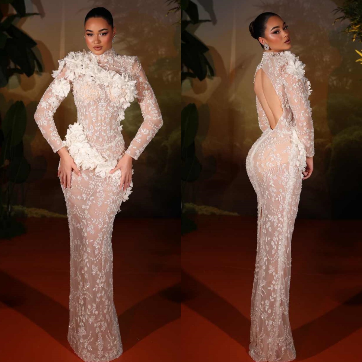 Fashion High Neck Lace Wedding Dresses Modern Long Sleeve Sheath Bridal Dress Floor Length Appliques Bride Gowns Customized