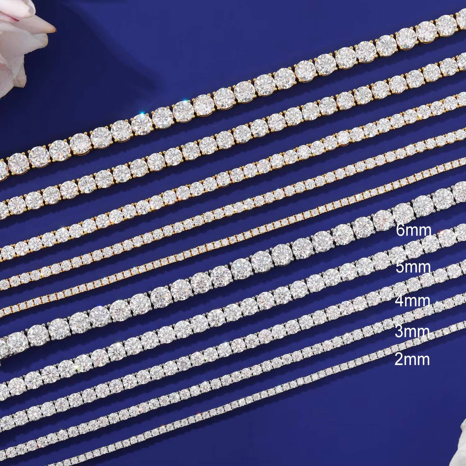 Fashion 2mm-6mm VVS Moissanite Diamond Tennis Bracelet Luxury Womens Men Gold 925 Sterling Silver Lab Grown Mossanite Jewelry