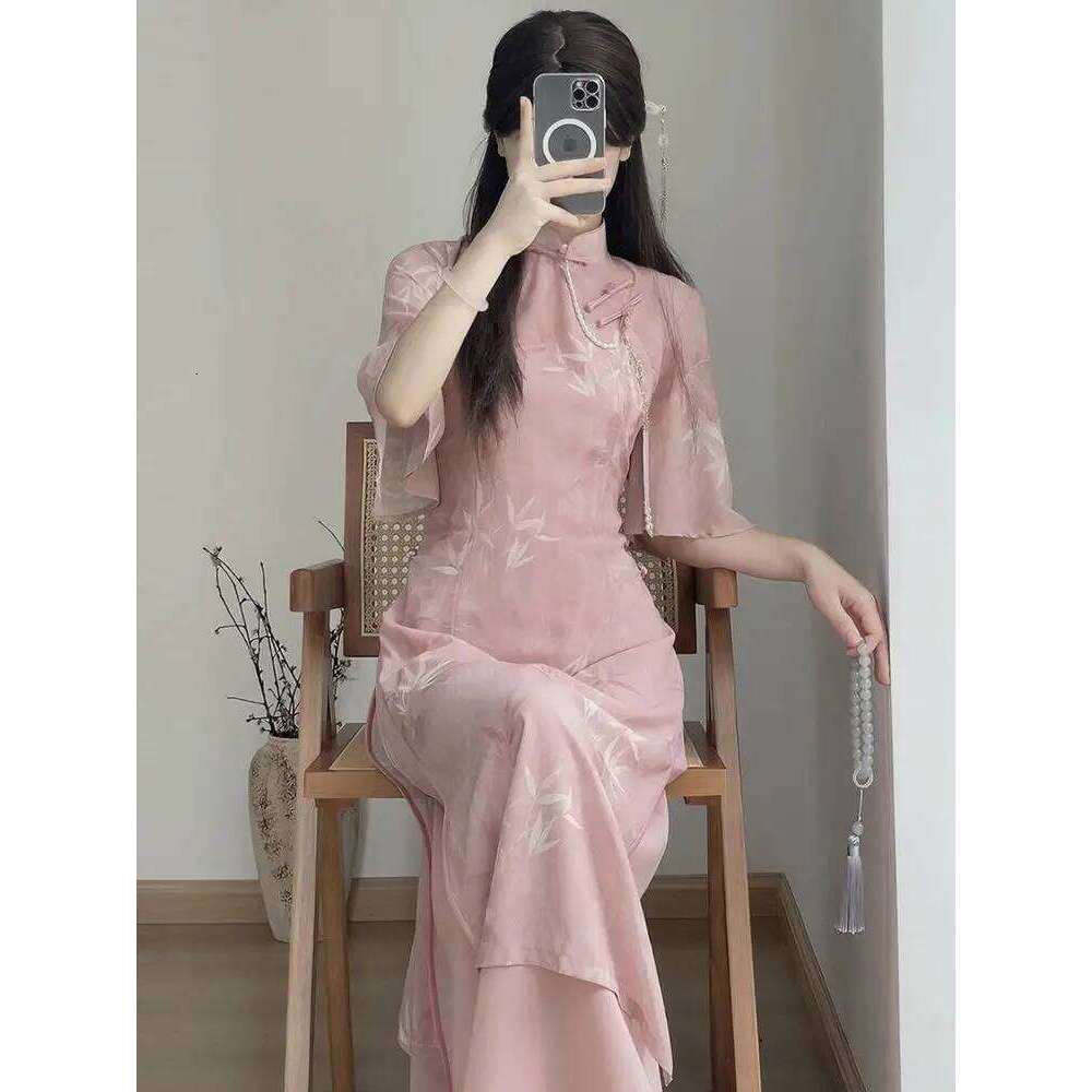 Chinese Pink New And Slim Summer Dress