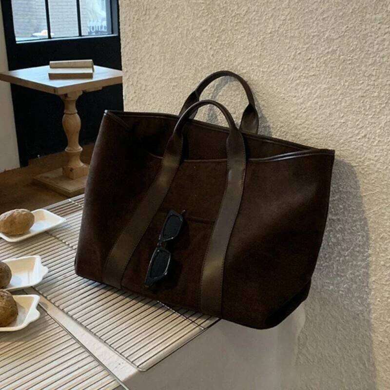 Vintage Suede Large Capacity Handbag Simple All-Match Fashion Tote Bags Design Casual Top Handle Shoulder Bag For Women 2026 Xiu Lai Si