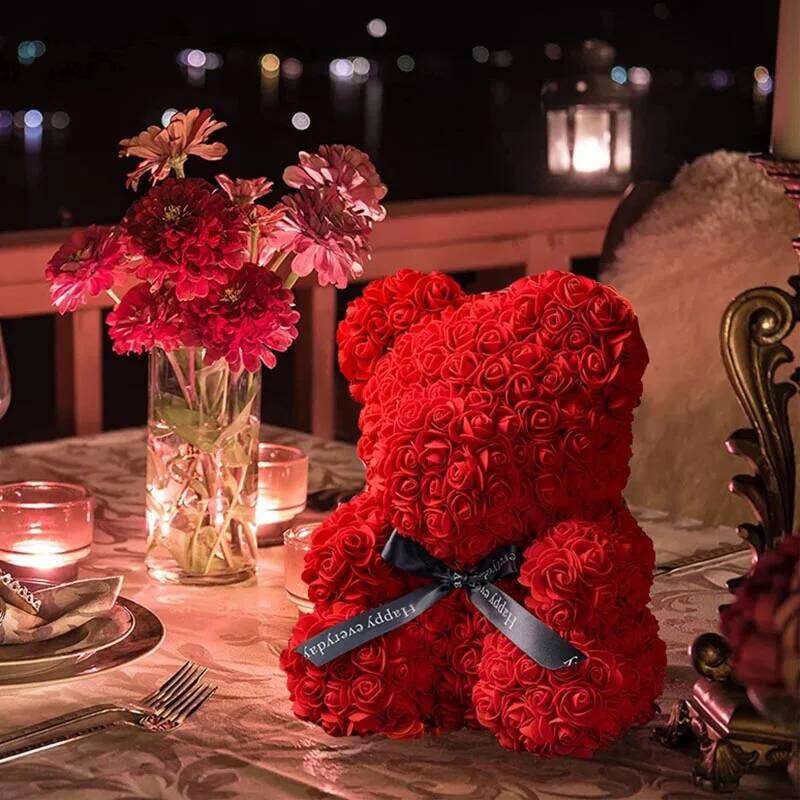 Fashion Artificial Gifts PE Eternal Rose Bear for Mom Mother's Birthday Valentine's Day Wedding Party Decoration Y260131