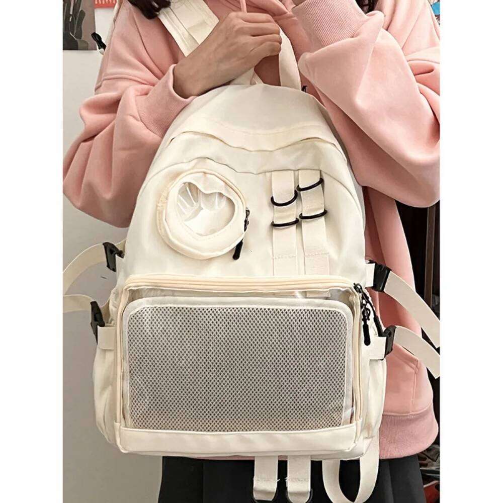 Collage Style School For Teenage Girl Itabag Kawaii Transparent Love Heart JK Backpack Women New 2024 Laptop Bag