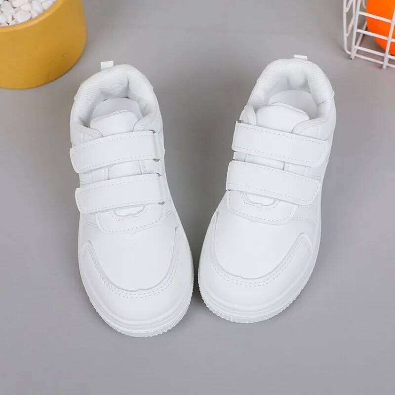 Child PU Material White Sneakers-Spring/Summer Unisex Soft-Soled Casual Slip-On Shoes for Primary Students, Comfort and Breath Y260128