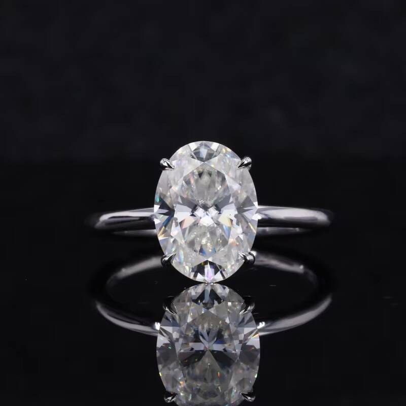 Classic Design Hand-made Solitaire Style 14k Solid Gold 811mm Oval Moissanite Stone Ring