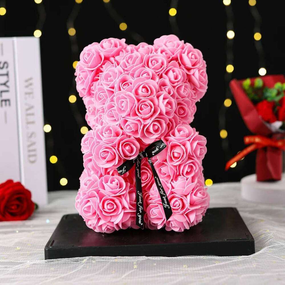 25cm Simulated Flower Crafts Small Ornaments Teddy Creative Rose Bear Mother's Christmas and Valentine's Day Gifts Y260131
