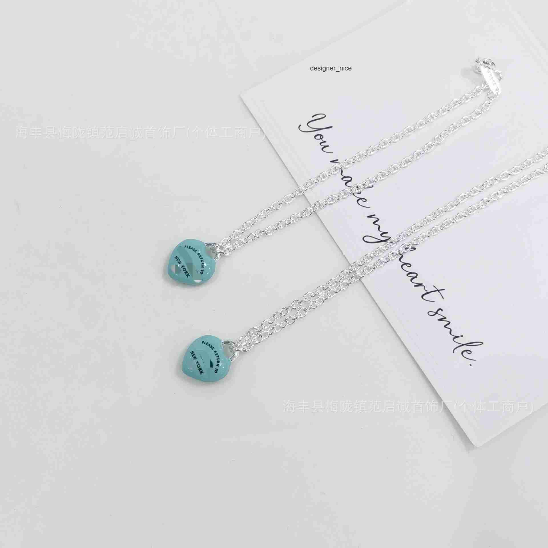 designer luxury jewelry for men women gold silver woman new blue enamel heart necklace shaped versatile clavicle chain light brac tiff tiffanies and tiffanyx co PL5M