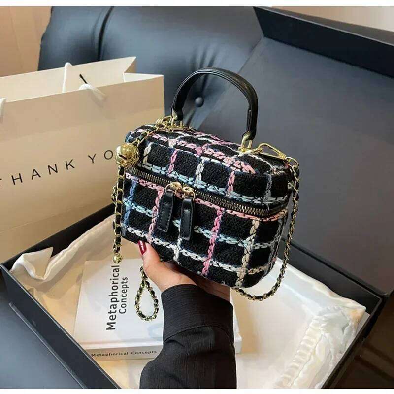 Light Luxury Ladies Box Elegant Women's Exquisite Chain Quality Double Zipper Crossbody Bag Fashion High Street Handbag XJ260131