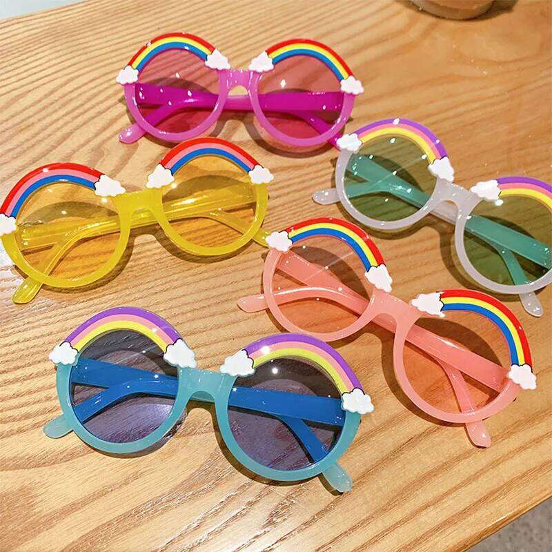 New Children Sunglasses Girls Decorate Rainbow Fashion Sun Glasses Cute Baby Outdoor Sunshade Eyewear UV400 Gafas De Sol H260130