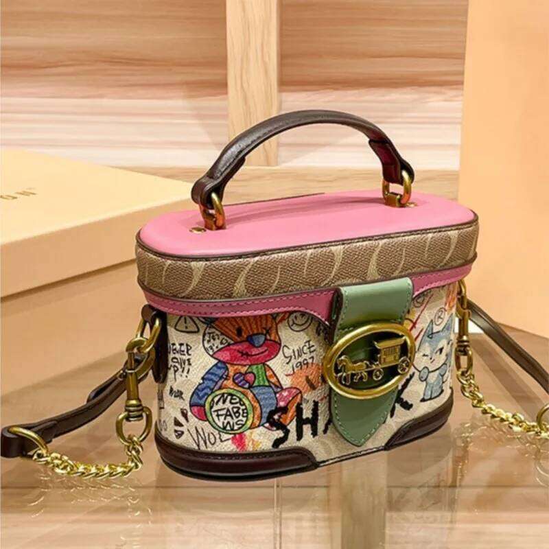 Ladies' handbag, high-end chain women's 2025 new retro carriage hand-held crossbody cylindrical bag, water bucket bag