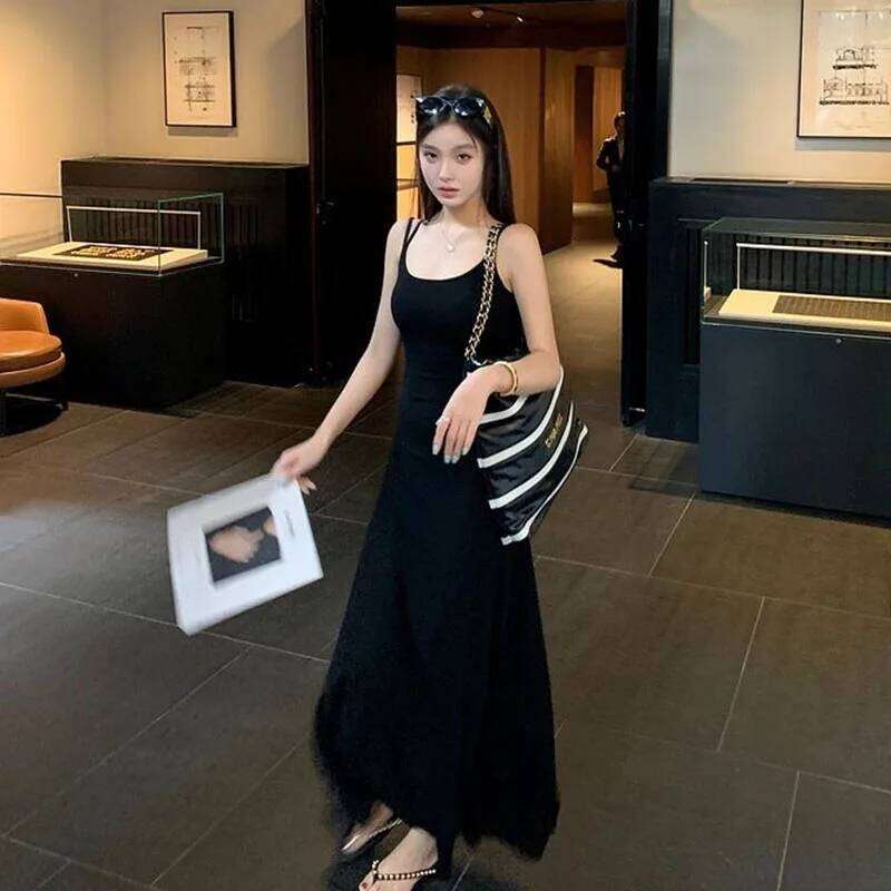 Women's Spaghetti Strap Elegant Black Off Shoulder Bodycon Maxi Dress Woman Sexy Outfits Party Club Birthday Dresses XJ260131