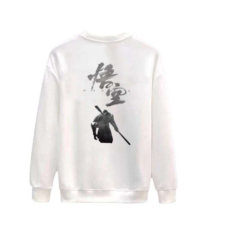 Chinese Style Goku Print Sweatshirt For Men Autumn Winter New Trendy Crew Neck Pullover Hoodless Long Sleeve Top Luanyun Luanyun