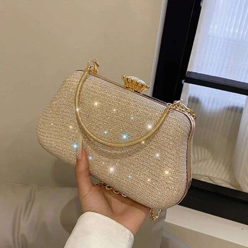 Luxury High Design Women Evening Brand Party Banquet Glitter for Ladies Wedding Clutch Handbag Shoulder Bag Chain Bolsas