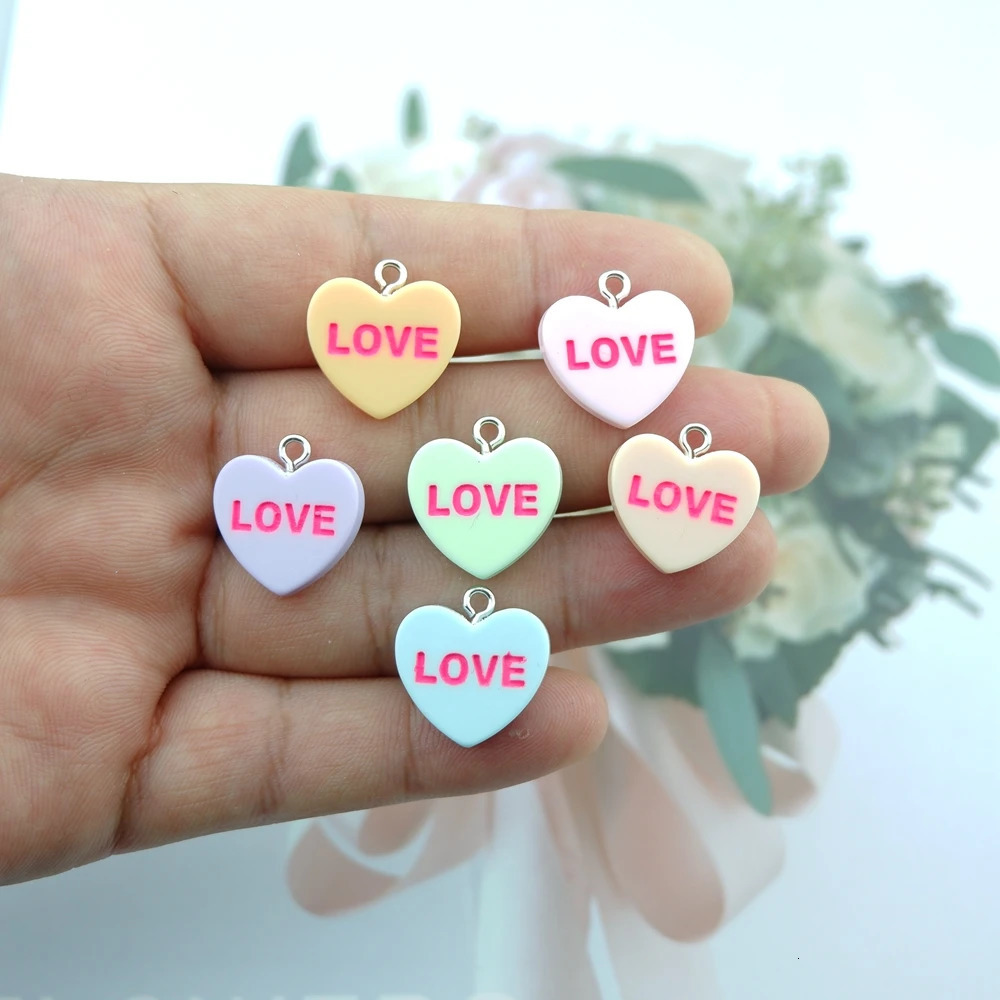 Kawaii Valentines Day Heart Charms for Jewelry Making Diy Earring Bracelet Pendant Accessories Findings Wholesale Bulk 260124