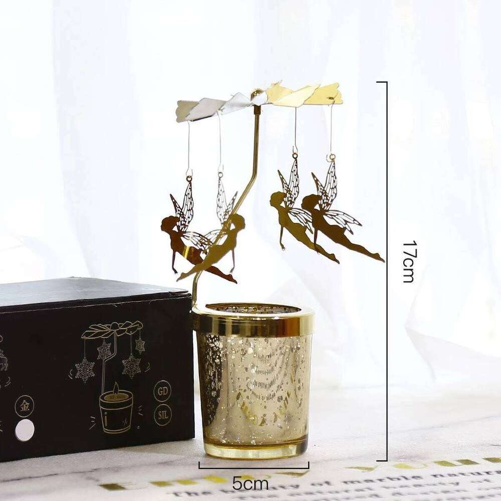 Gold Metal Rotating Tealight Candle Holder for Table Design Candlesticks - Elegant Dining Room Decor, Unique Centerpiece Y260131