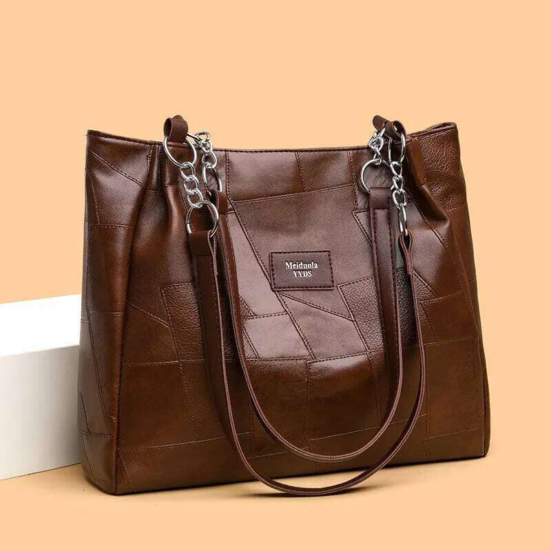 Soft Leather Large Capacity Tote Women's Retro Work Commuter Shoulder Bag XJ260130
