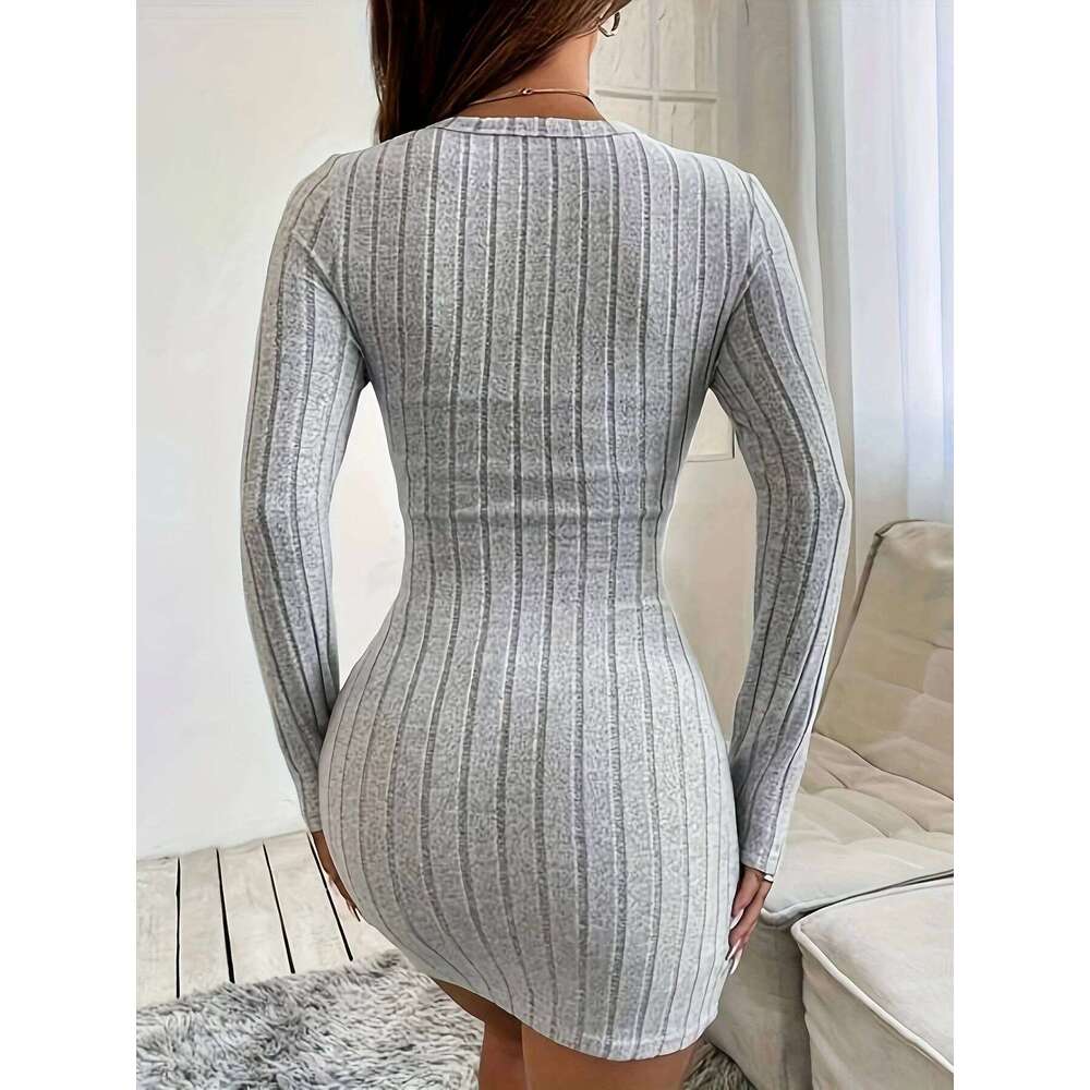Europe and the United States va voom knitted pit ladies solid color hip dress women. XJ260131