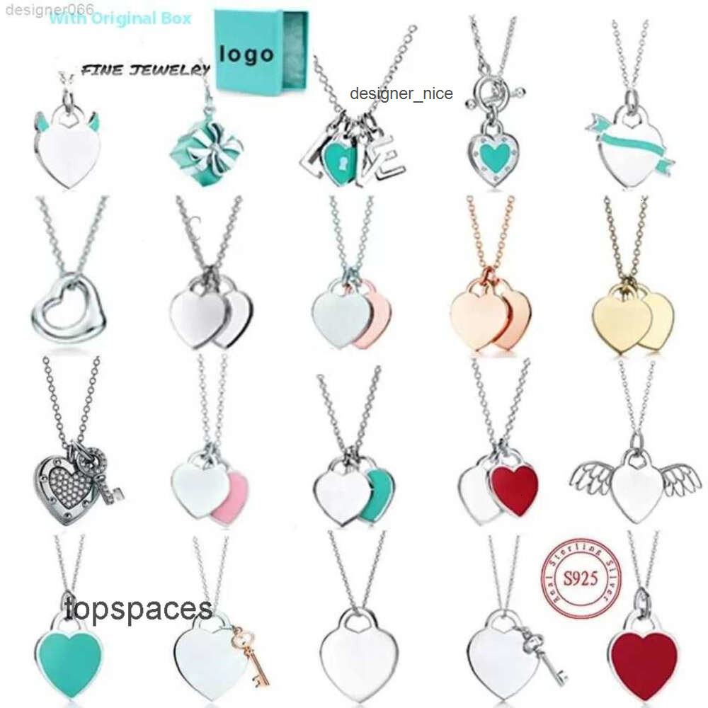 tiffamy and co designer necklaces tiff 925 silver necklace women gift box blue heart pendant female fashion jewelry exquisite craftsm tiffanies and tiffanyx co OMC6