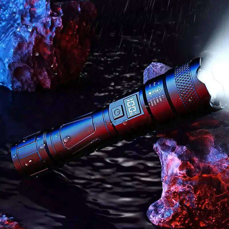 High Strong Power Led Flashlights Tactical Emergency Spotlights Telescopic Zoom Built-in Battery USB Rechargeable Camping Torch H260131