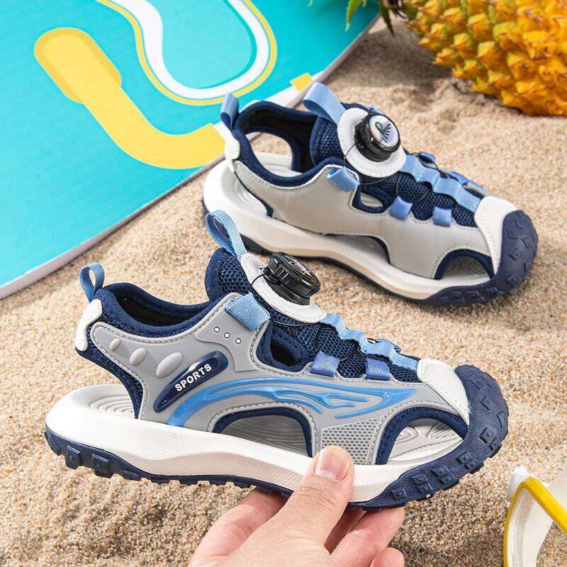 Kids Sandals Boy Summer New Flat Wear-resistant Shock-absorbing Sneakers Soft Non-slip Beach Shoes for Children Y260128