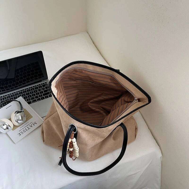 Autumn & Winter Tote Bags for Women Soft Comfortable Faux Suede Ladies Handbag Designer Shoulder Bag Elegant Women's Work Purse XJ260130